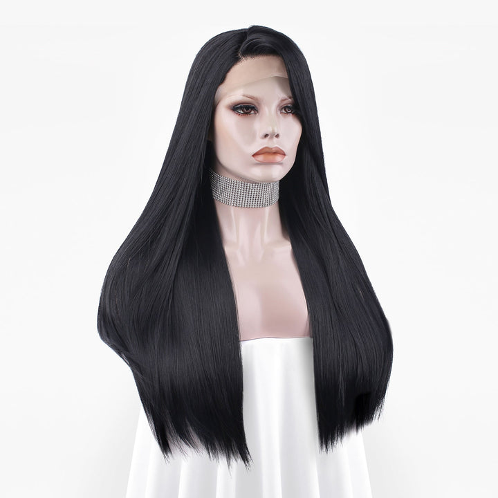 Black Long Straight Synthetic Lace Front Wig - Imstyle-wigs