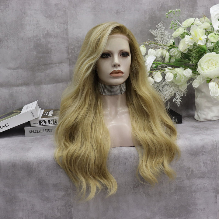 Blonde Brown Synthetic Lace Front Daily Wear Wig - Imstyle-wigs