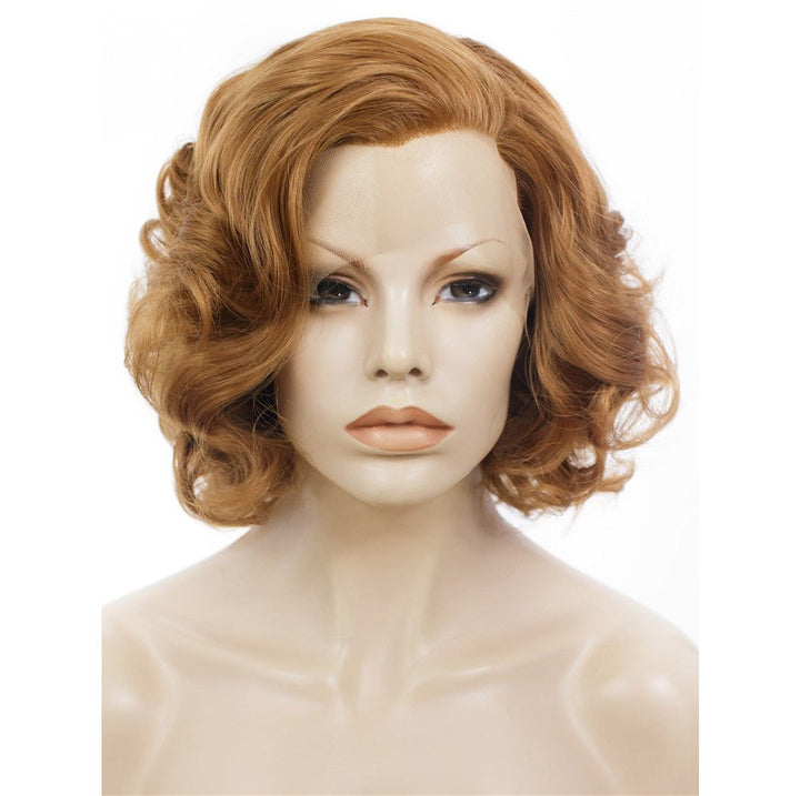 Browm Bob Wavy Short Lace Front Synthetic 1940S Wig - Imstyle-wigs