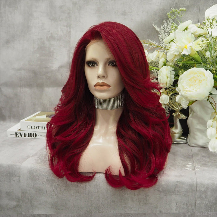 Burgundy Red Wave Lace Front Synthetic Imstyle Wig - Imstyle-wigs