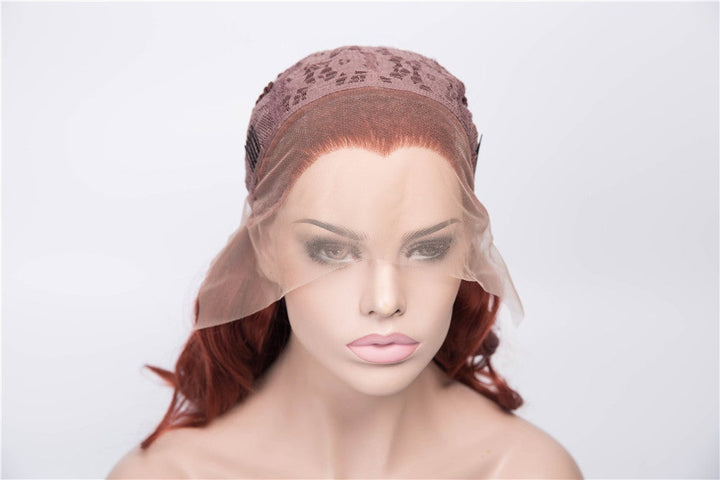 Carmen - Auburn Shoulder Length Wavy Synthetic Lace Front Wig For Drag - Imstyle-wigs