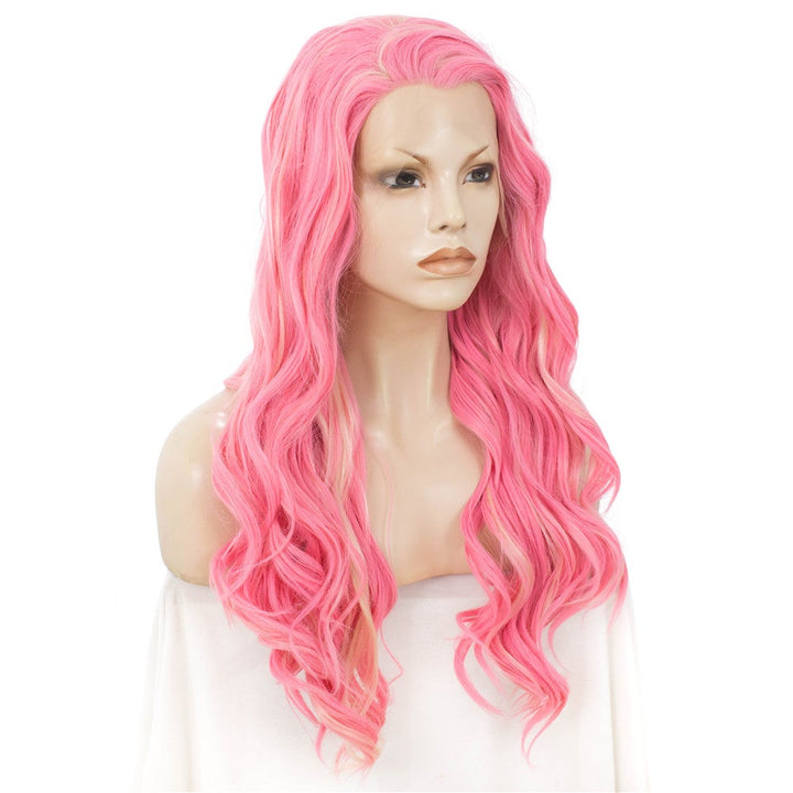 Charlotte - Pink With Blonde Highlight Long Spiral Curl Synthetic Lace Front Wig IM61920 - Imstyle-wigs