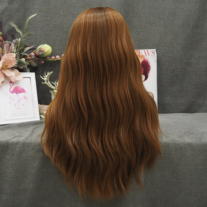 Chestnut Brown Wavy Synthetic Lace Front Wig For Daily Lolking - Imstyle-wigs