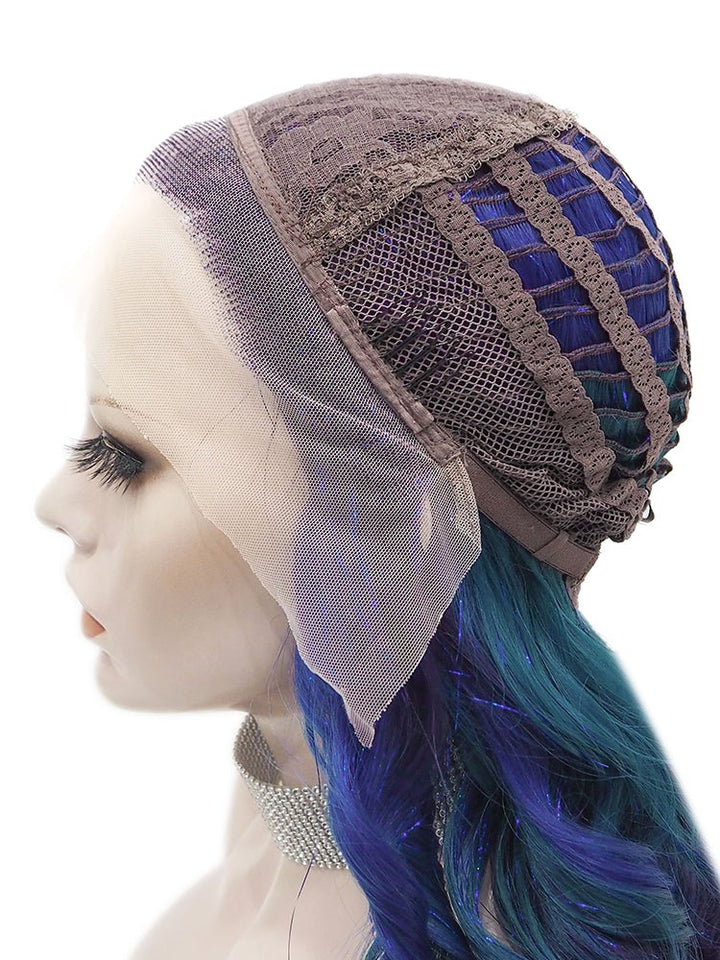 Dark Blue With Tinsel Synthetic Lace Front Wig For Women - Imstyle-wigs