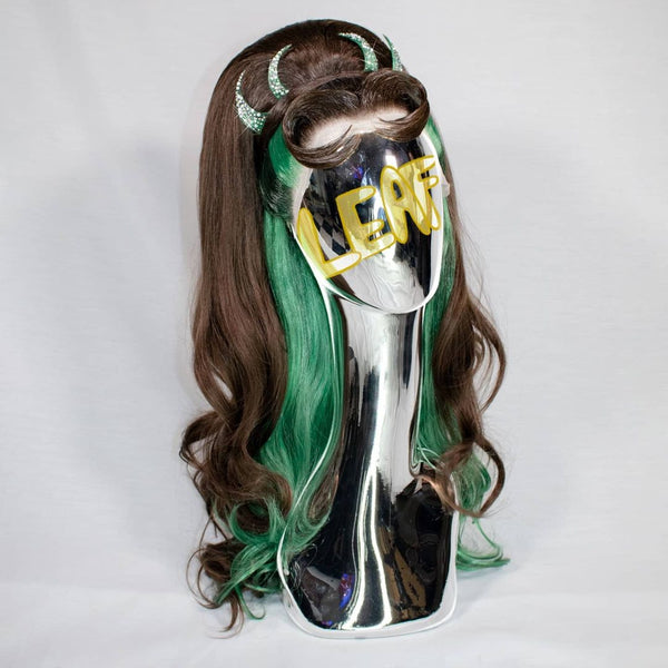 Duchess - Brown And Green Ombre Long Wavy Syntetic Lace Front Wig - Imstyle-wigs