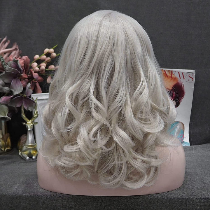 Emilia - Silver Grey Shoulder Length Synthetic Lace Front Wigs - Imstyle-wigs