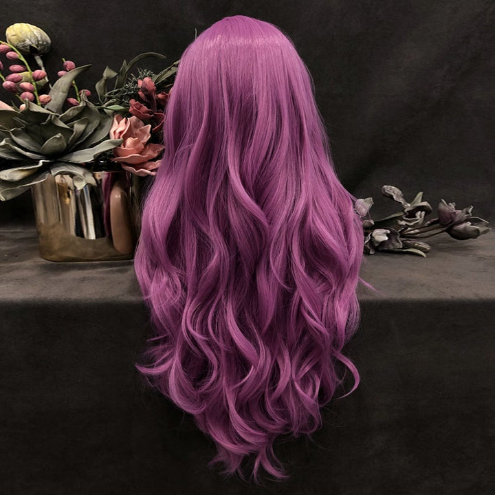 Grape Soda -Pink Purple Long Loose Wave Synthetic Lace Front Wig - Imstyle-wigs
