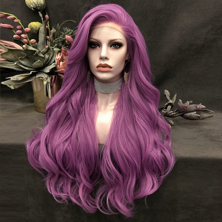 Grape Soda -Pink Purple Long Loose Wave Synthetic Lace Front Wig - Imstyle-wigs