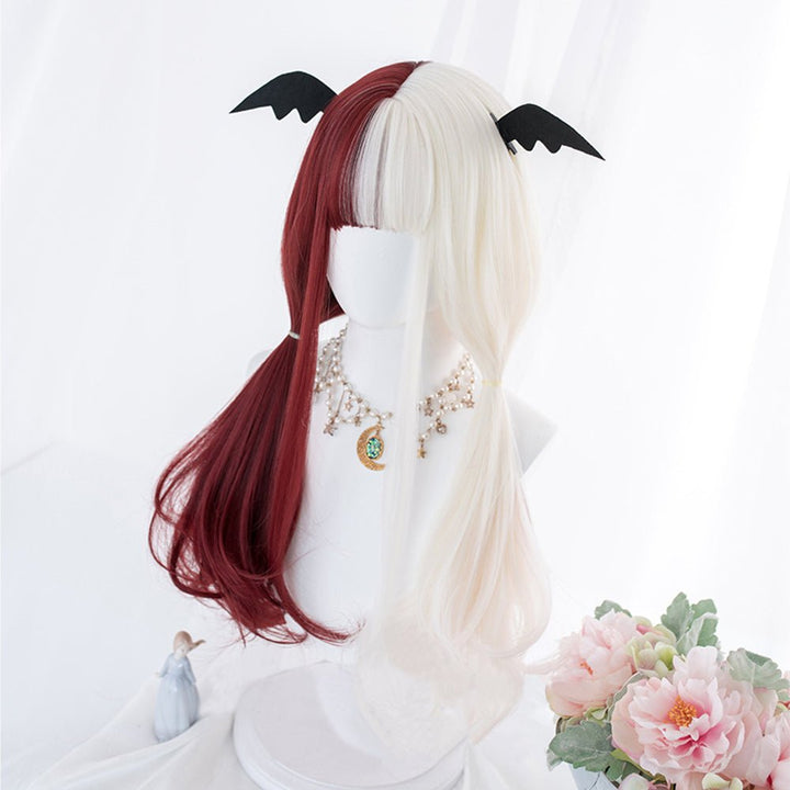 Half White Half Wine Red With Bangs Lolita Hard Front Wig - Imstyle-wigs