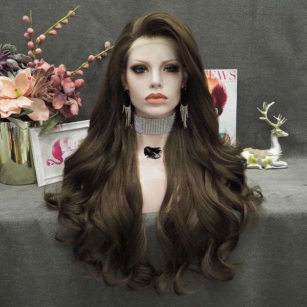 IMSTYLE Bella - Natural Brown Long Wavy Synthetic Lace Front Daily Wig - Imstylewigs