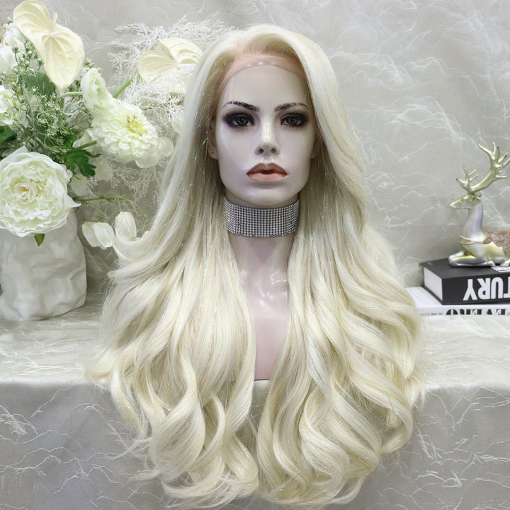 imstyle blonde Synthetic tinsel wig with layers no parting lace front wigs - Imstylewigs