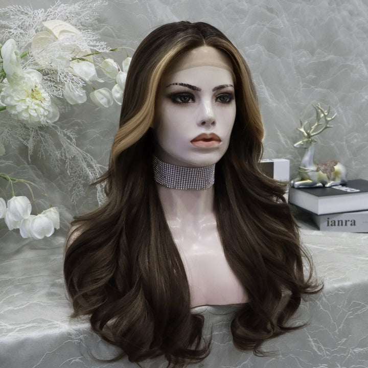 Imstyle brown with highlight 24inches T-parting lace front wigs - Imstylewigs