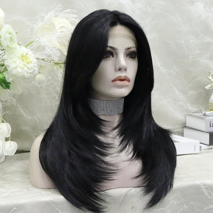 imstyle jet black color with layer cutting T-part lace front 24 inches - Imstylewigs