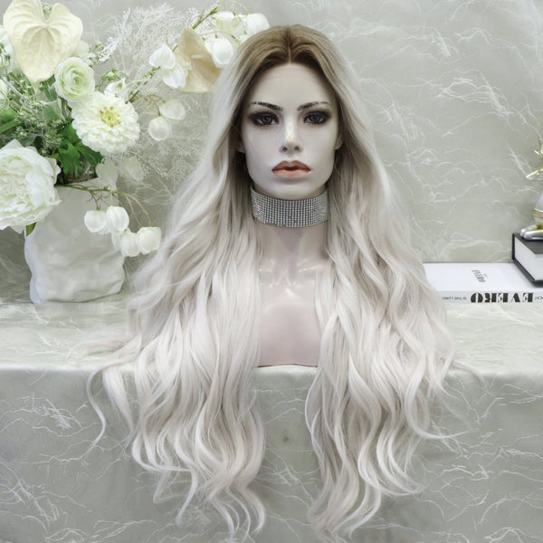 Imstyle Joy plutinum blonde dark root T part lace front synthetic wig - Imstylewigs