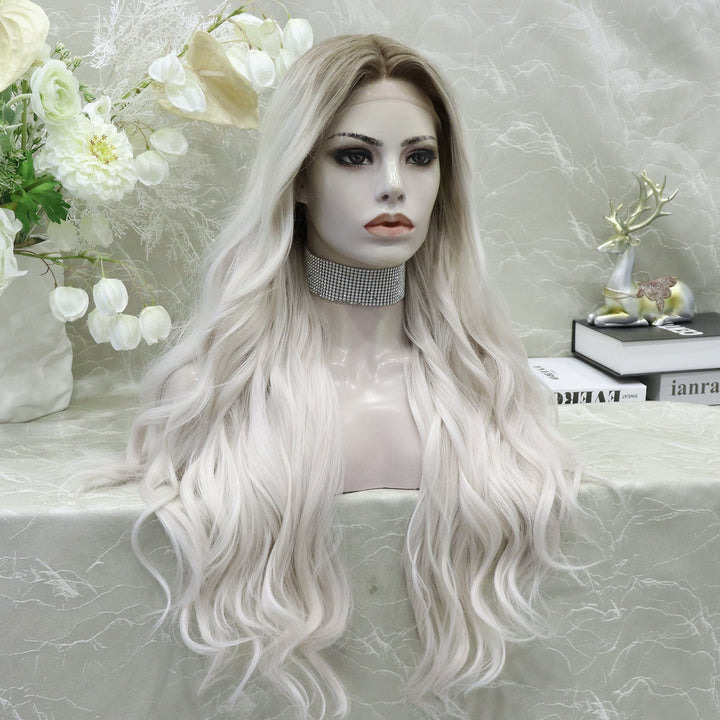 Imstyle Joy plutinum blonde dark root T part lace front synthetic wig - Imstylewigs