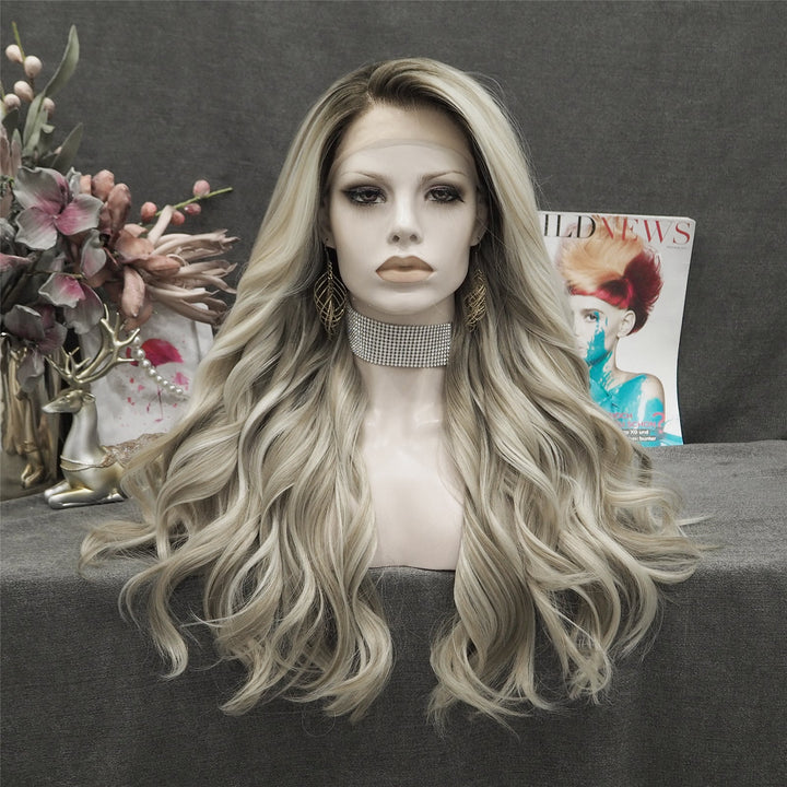 Imstyle Ombre dark blonde loose curly synthetic lace front wigs - Imstylewigs
