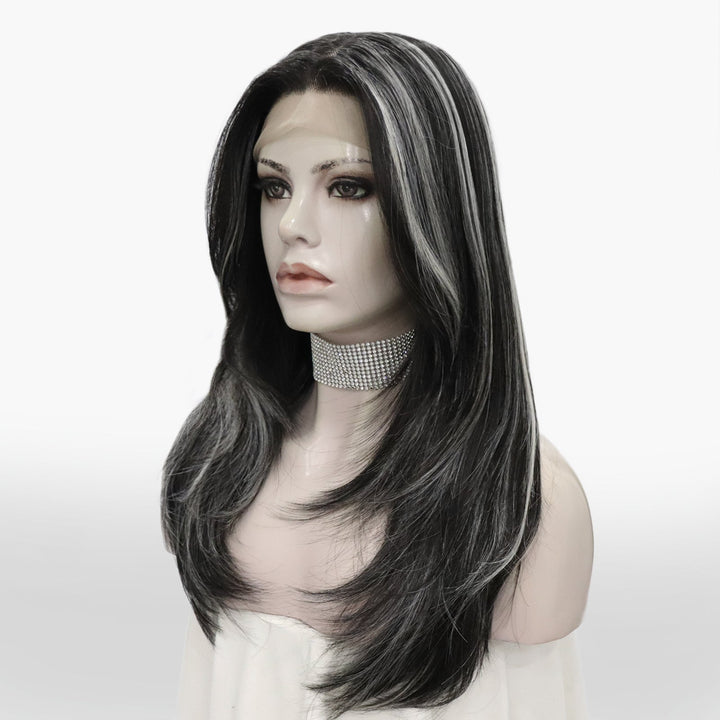 imstyle Yvonne black with Highlight layers cut salt and pepper style lace Front wig - Imstylewigs