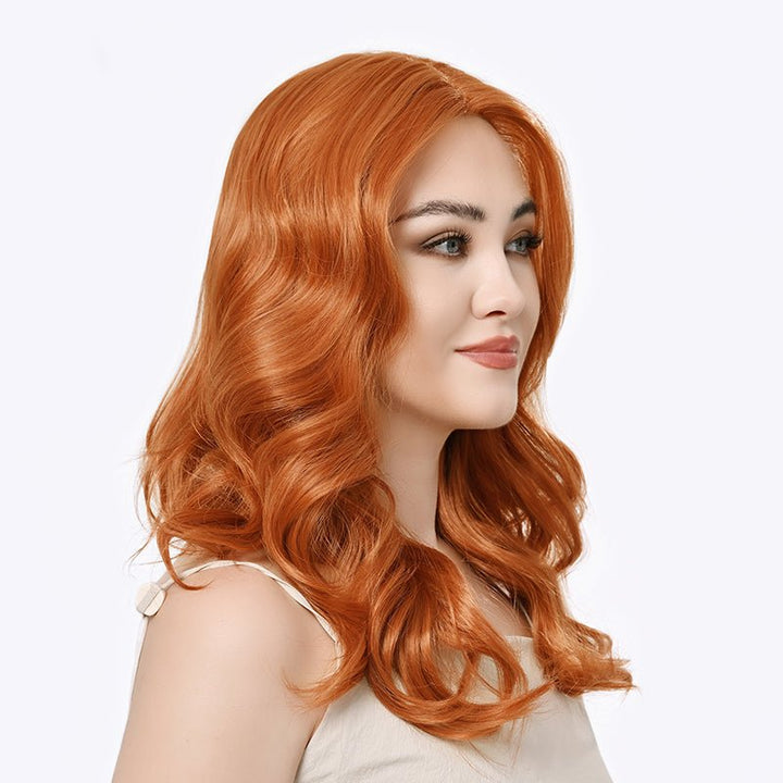 Imstylewigs 22 inches Auburn orange wavy lace wigs - Imstylewigs