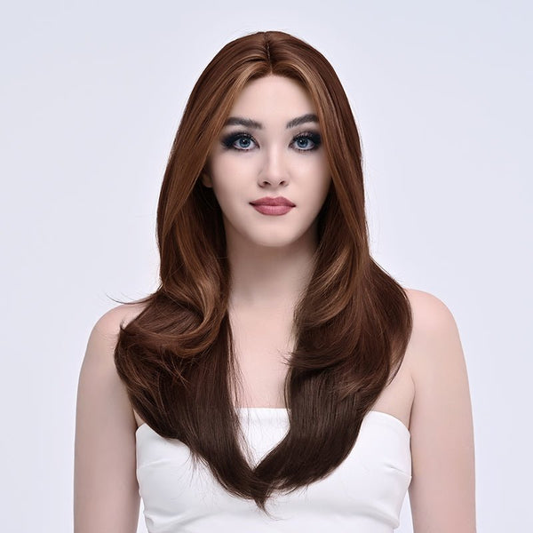 Imstylewigs 24 inches chestnut brown wavy lace wigs - Imstylewigs