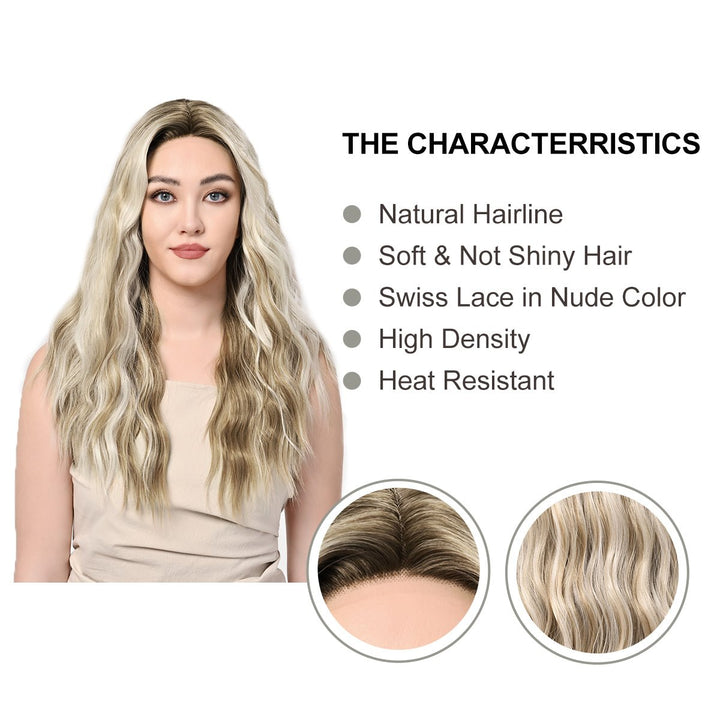 Imstylewigs 26 inches Highlight ombre blonde body wave lace wigs - Imstylewigs