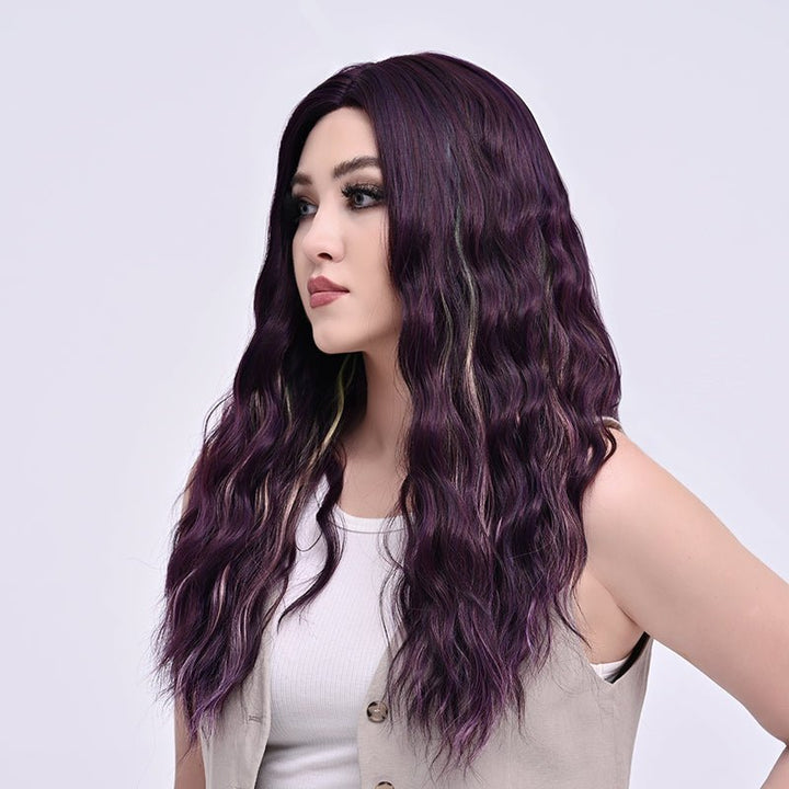 Imstylewigs 26 inches Highlight purple water wave lace wigs - Imstylewigs