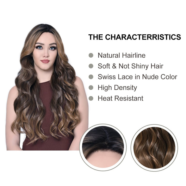 Imstylewigs 26 inches Ombre chocolate brown Boday Wave lace wigs - Imstylewigs