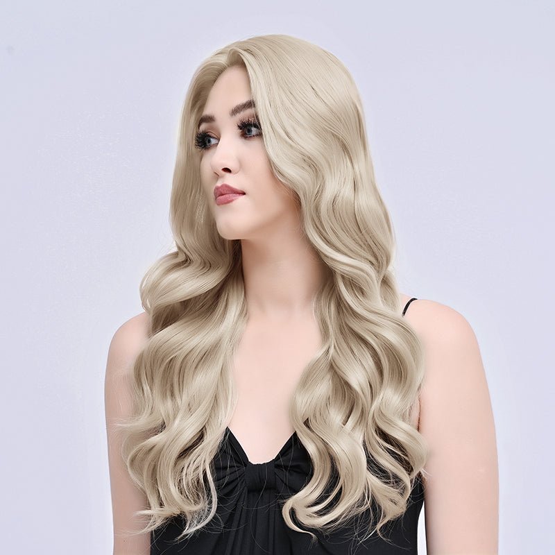 Imstylewigs Megan 26 inches platinum blonde body wave lace wigs
