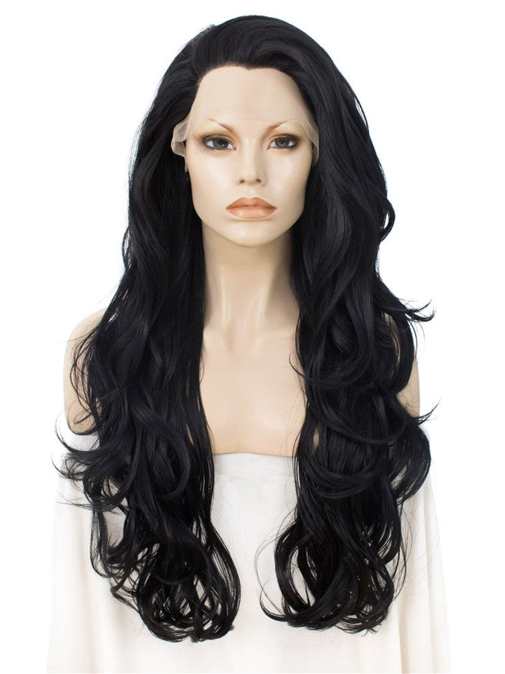 Jane - Black Long Wavy Synthetic Lace Front Wig For Coaplay - Imstyle-wigs