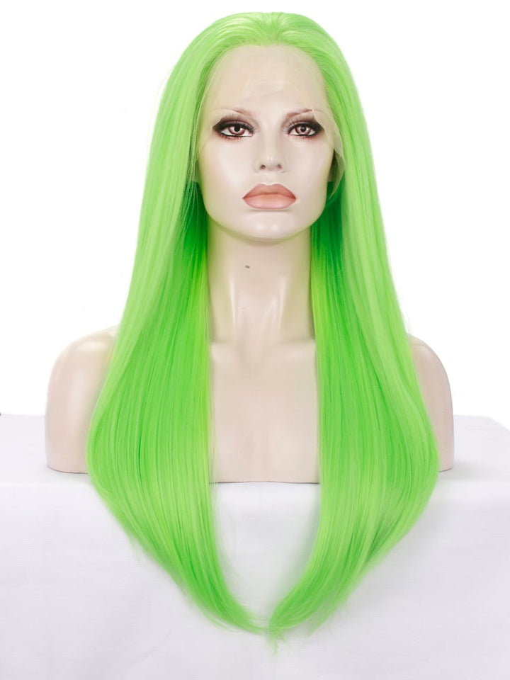 Lime Green Lace Front Synthetic Wig For Drag Show - Imstyle-wigs