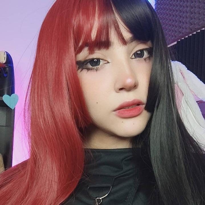 Lolita Black Red Double Long Straight Wig - Imstyle-wigs