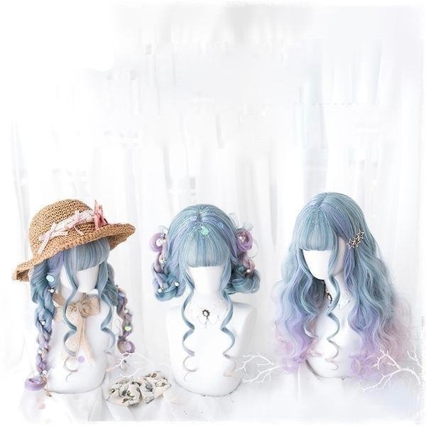 Lolita Blue Purple Ombre Long Wave Coaplay JK Wig - Imstyle-wigs