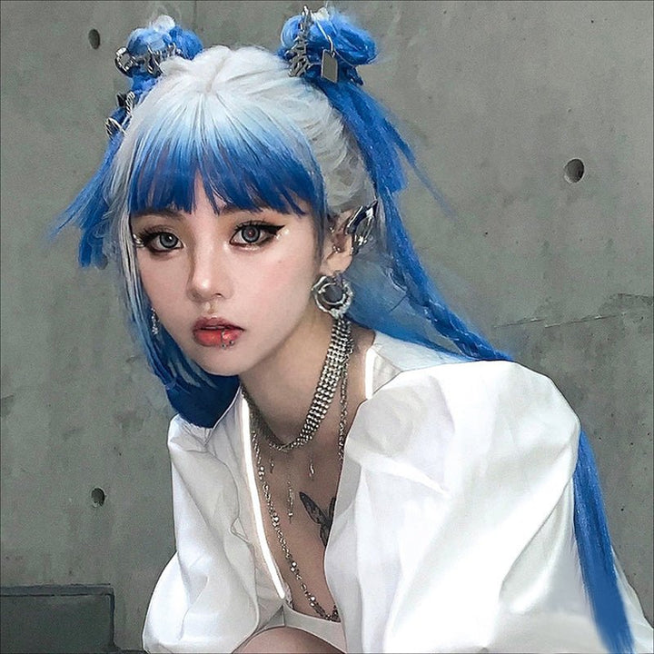 Lolita Harajuku Long Wavy Blue Ombre Girls Wig - Imstyle-wigs