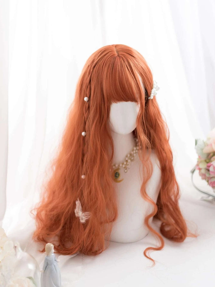 Lolita Orange Cosplay Wig Fashion Harajuku Princess Wavy Synthetic Wig - Imstyle-wigs