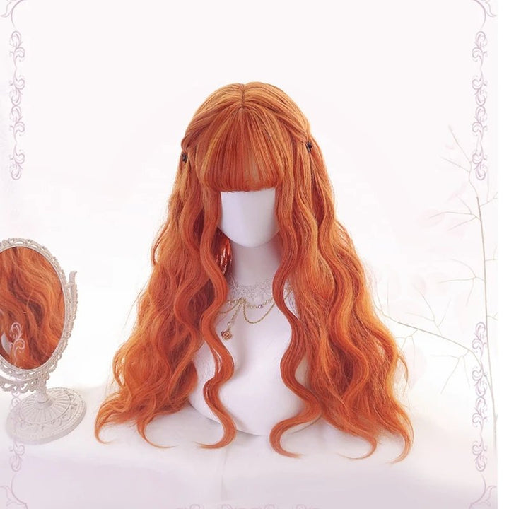 Lolita Orange Cosplay Wig Fashion Harajuku Princess Wavy Synthetic Wig - Imstyle-wigs