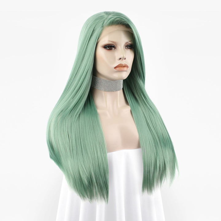 Long Straight Green Synthetic Lace Front Wig For Women - Imstyle-wigs