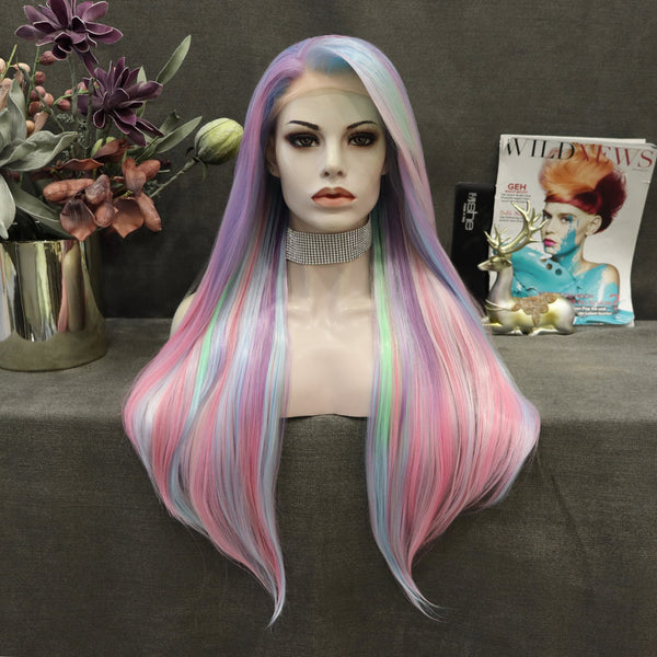Mermaid Long Silky Straight Pastel Cosplay Synthetic Lace Front Wig - Imstylewigs