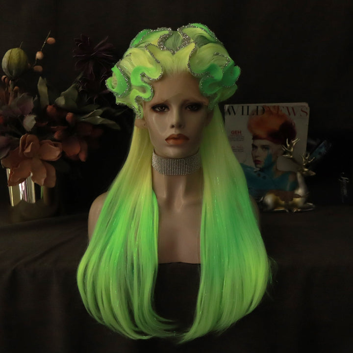 Moon Fluorescent Green Neon Lace Front Styled Wig - Imstyle-wigs
