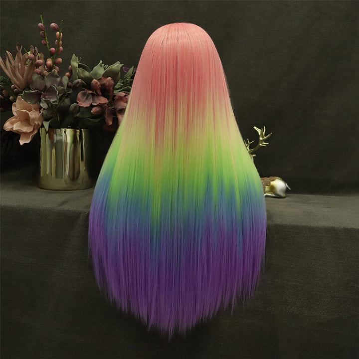 Morning Glow-Long Straight Lace Wig Ombre Multicolor Wigs - Imstyle-wigs