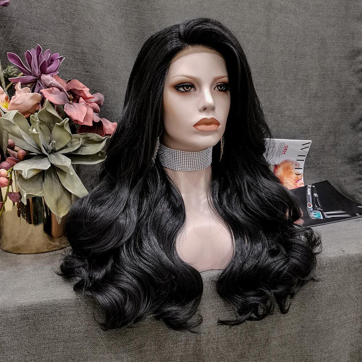 Natalia-Black Long Wavy Synthetic Lace Front Wig Imstyle - Imstyle-wigs