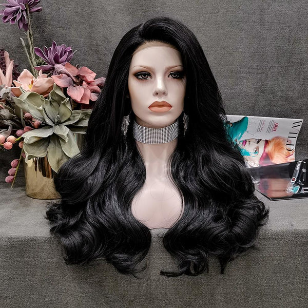 Natalia-Black Long Wavy Synthetic Lace Front Wig Imstyle - Imstyle-wigs