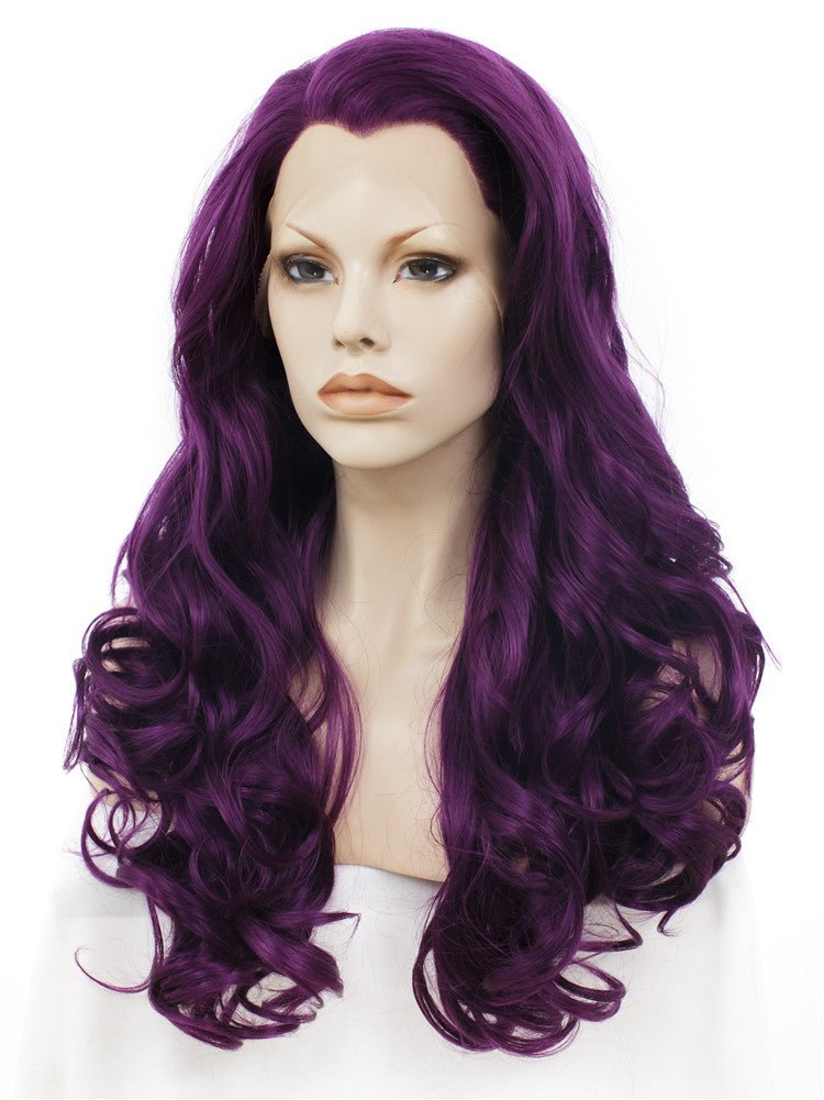 ?24” PURPLE NATURAL STRAIGHT LACE FRONT WIG?NWT* Purple Lace Front Wig Color Lace Front Human Hair Wigs  main image 3
