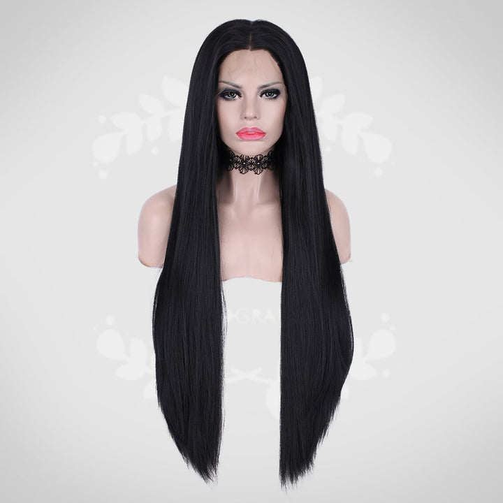 Obsidian - Natural Black Straight Synthetic Lace Front Wig For Drag - Imstyle-wigs