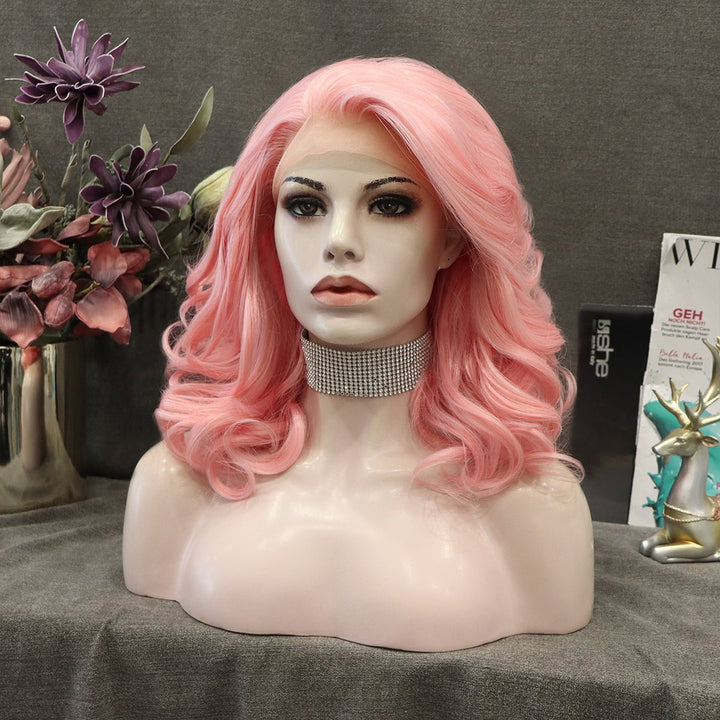 Peach Pink Medium Wavy Synthetic Wigs IM19125 - Imstyle-wigs