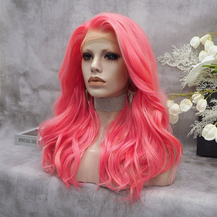 Peach Shoulder Wave Synthetic Lace Front Summer Wig - Imstyle-wigs