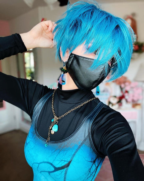peacock-blue-short-synthetic-  display picture 1