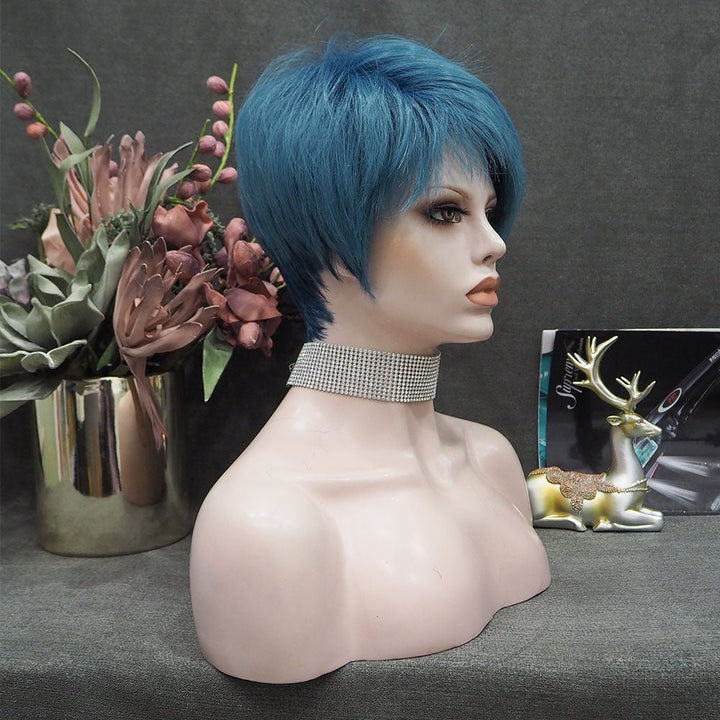 Peacock Blue Short Synthetic Imstyle Wig - Imstyle-wigs