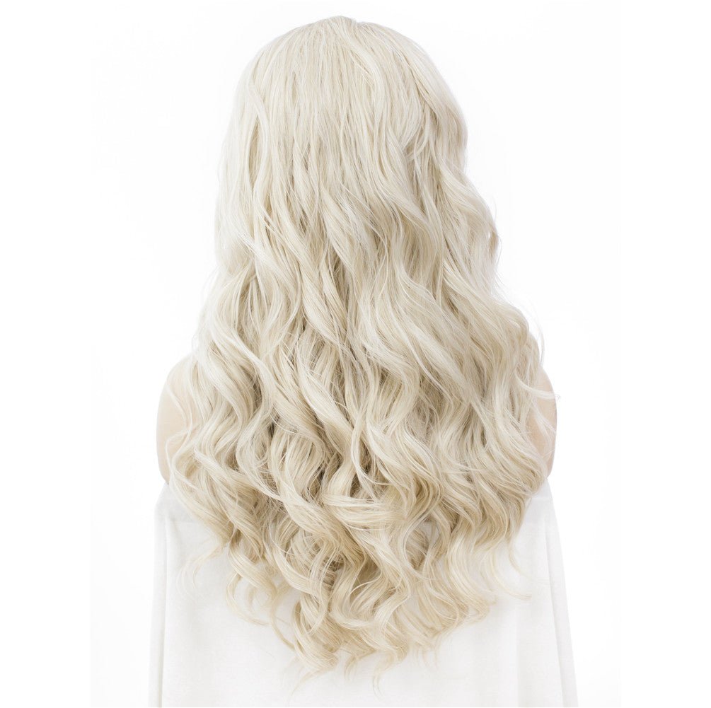 Blonde curly long wig lacefront American Girl Curl Ash Blonde Curly Lace Front Wig | WigIsFashion main image 2