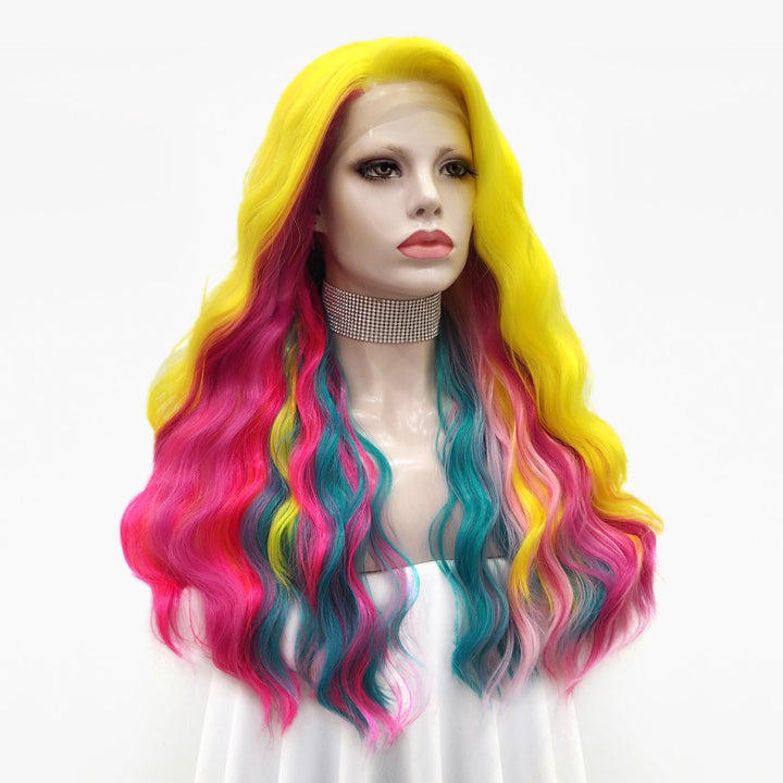 Pride Month Rainbow Wave Long Lace Front Synthetic Imstyle Wig - Imstyle-wigs