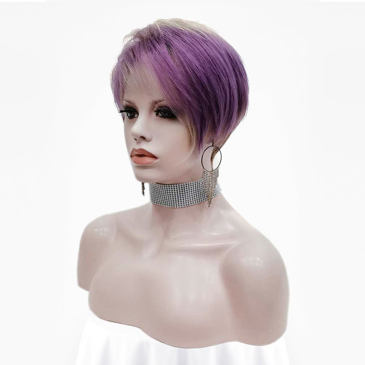 Purple and Blonde Short Synthetic Wig - Imstyle-wigs