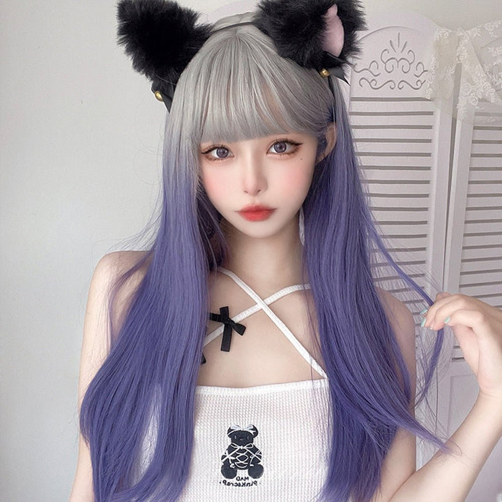 Purple Gradient With Bangs Long Straight Lolita Wig - Imstyle-wigs